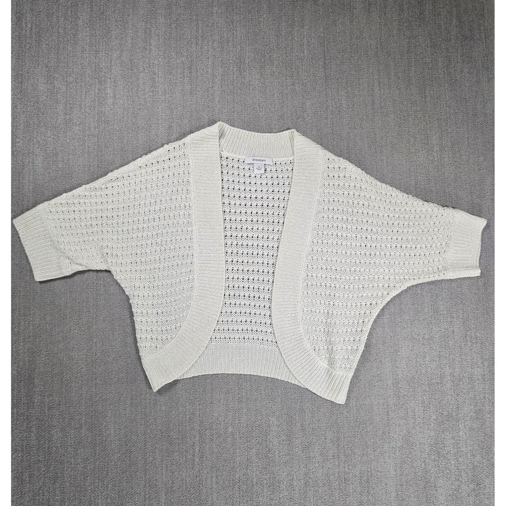 Dressbarn Cardigan Womens Small White Short Sleeve open Front